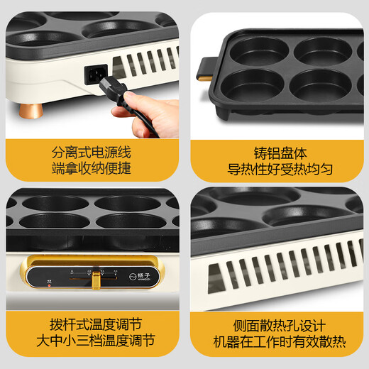 Yangzi Multifunctional Eight-hole Omelette Breakfast Artifact Commercial Omelette Special Pot Omelette Maker Egg Dumpling Pot Egg Hamburger Maker Poached Egg Mold Breakfast Automatic Non-stick Pan Single-layer Eight-hole No Cover