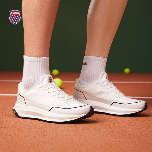 Kswiss Frauen Laufschuhe Frühling Neues modisches bequemes schockabsorbierendes Sport und Freizeitschuhe 9272-W 113 Wimbledon Weiß/Marine Blau/Grau Red 37