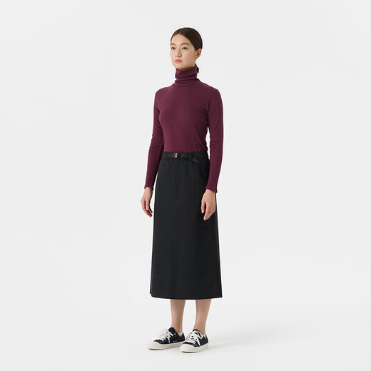 MUJI women's mercerized twill narrow skirt long skirt women's autumn skirt BEY02C4A black M (160/66A)
