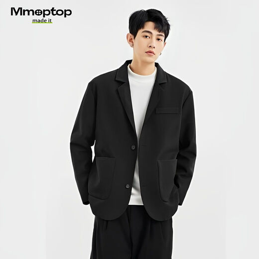 MMOPTOP high-end suit jacket men's autumn and winter solid color loose casual suit for couples 2516 matte black XL