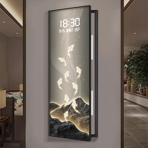 Xiaoxiao Painting Clock Light Luxury Jinshan Jiuyu Cache Large-size Electric Meter Box Decoration DQ4873 Living Room Electrical Switch Box Covering DQ4873 47 inches 40*120cm [Can cover 30*110]