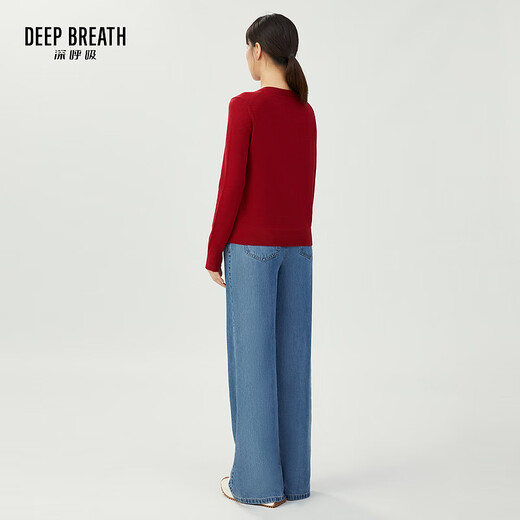 深呼吸DEEP BREATH女装可机洗纯羊毛针织开衫女A400732 红 3XL (7)