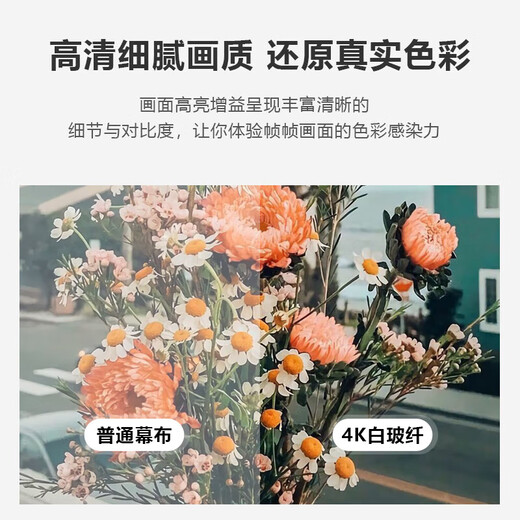 鲸米（JINGMI）投影幕布电动遥控自动升降高清4K家用投影配件玻纤光子幕布客厅卧室壁挂吊顶隐藏投影仪屏幕 【高清4K白玻纤D5-黑边款丨投影百搭丨可侧投】 84英寸16:9（包安装）