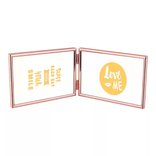 
The same double-sided transparent triple folding photo frame of the world-born star, 5-inch 678-inch glass metal picture frame empty frame album, rose gold two-pair - horizontal style 1 6-inch glass surface (photo 10.2*15.2cm)
