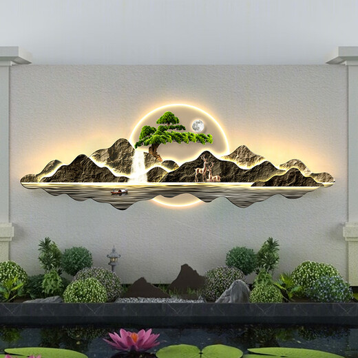 Kezhitu customized exterior background wall lights mural decoration courtyard lights landscape wall lights Chinese outdoor waterproof landscape lights connected to electricity 12040cm warm light