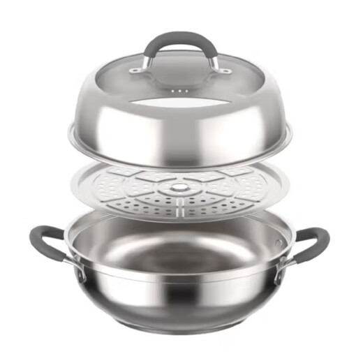 Aistar hot pot steaming household 304 stainless steel pot clear soup pot stew frying pot clever steam gas induction cooker universal pot ZS28E5Q shopping mall same style 28cm 28cm