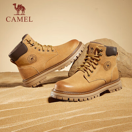 Camel (CAMEL) Wang Junkai same style Martin boots outdoor work wear rhubarb boots for men GE122W7757T golden 42