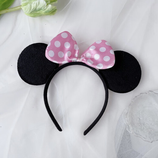 ENRMIIV Mickey headband bow children's performance headwear amusement park Minnie cute hairpin black ears Mickey Mouse summer black ears Mickey
