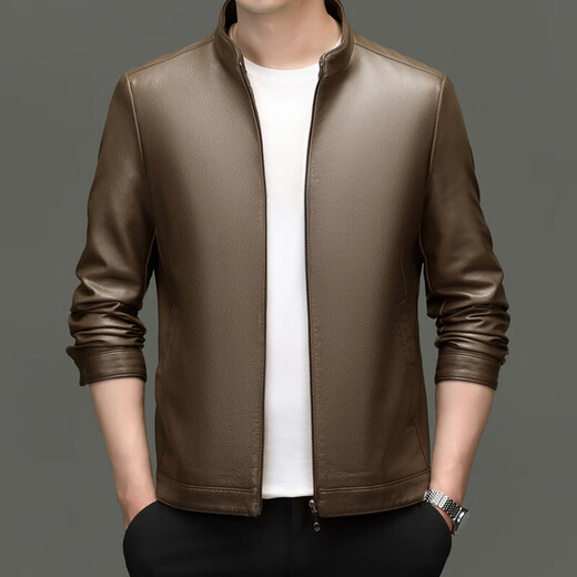 Goldlion 2026 Autumn and Winter Haining Leather Jacket Middle-aged Men's Dad's Wear Business Casual Leather Jacket Boutique Trend Jacket Black 3XL 190