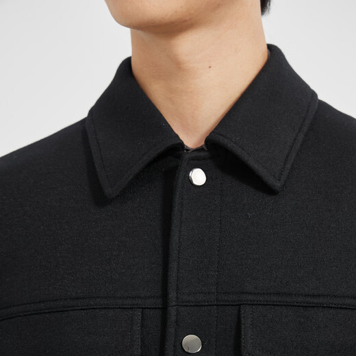 Lilang Light Fashion Men's Clothing [Mismo modelo en el centro comercial]] Catón de lana de lana corta de tejido de lana Cálida A4DYR903 Black XL (175)