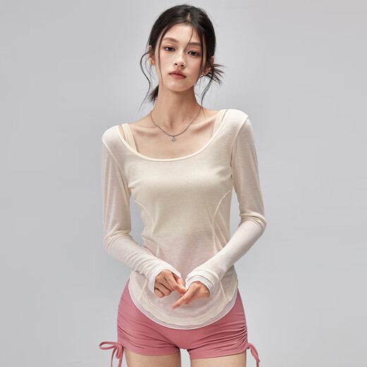 XUEXIMAN breathable yoga clothing blouse thin slim fit sports top Pilates running training long sleeve new