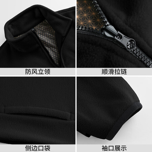 JEEP SPIRIT Jacket Men's Outdoor Three-in-One Windproof and Waterproof Jacket Men's Warm and Cold Mountaineering Jacket Black L