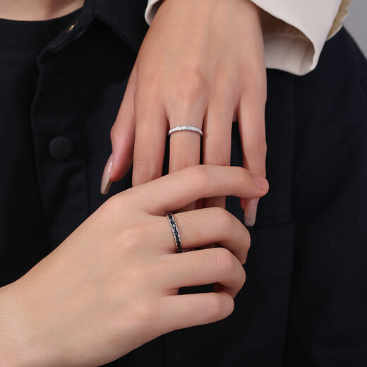 AIF Night and Dawn Couple Ring 999 Pure Silver Couple Ring Zhong Jiujiu Birthday Gift for Girlfriend and Boyfriend 999 Pure Silver Night and Dawn Couple Ring (Next Day Delivery from a Nearby Warehouse)