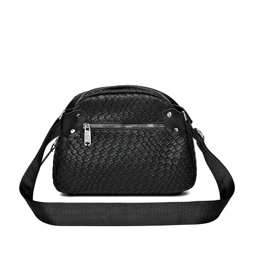 Cool kangaroo texture woven shell bag large capacity mother bag women's bag 2025 new trendy internet celebrity casual one-shoulder crossbody bag black