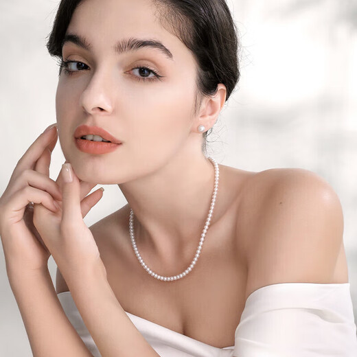 Tahiti 4-5mm high quality aurora freshwater pearl necklace 18K gold bright nucleated millet bead clavicle chain for girlfriend