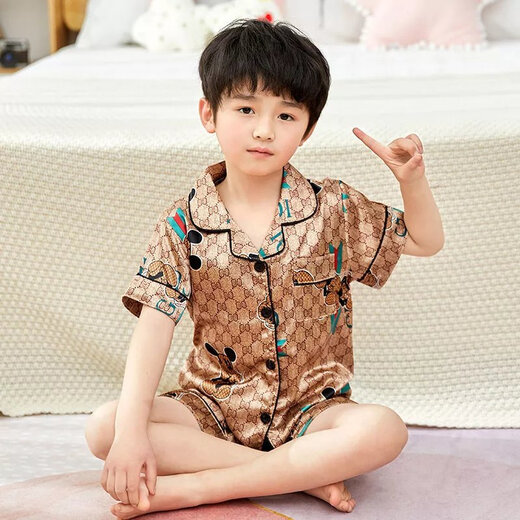 
Disney children's pajamas boys ice silk short-sleeved home clothes summer boys junior high school students big children thin suit baby summer suit 673-Picachu [men] [short set - ice silk] 170 18 sizes [suggested height 145-153cm]