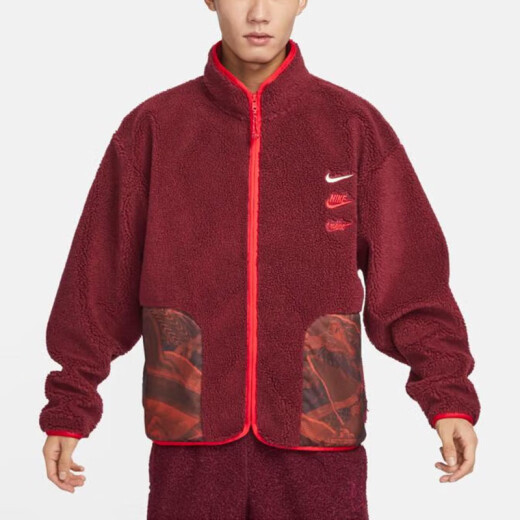 Nike Jacke Herrenkleidung 2024 Spring CNY Dragon Jahr Limited New Drei-Hook Imitation Lammstand Halsband Sport Casual Clothing FZ6194-677/Rot 2xl