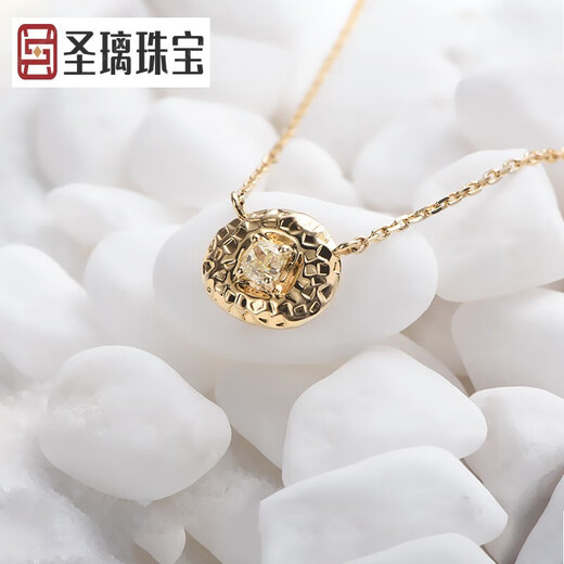 Holy glass VENTIGA/Vatican natural 18k gold diamond necklace clavicle chain pendant wishing pool gold color diamond pendant