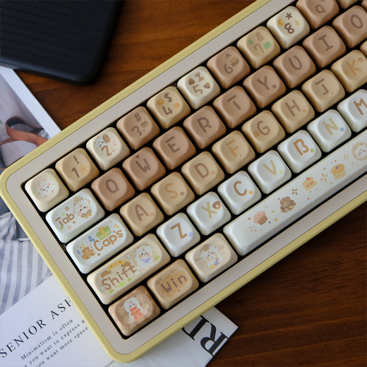 汇瀚外设xhs虚妄设计烘焙小羊主题五面热升华键帽QX3圆润球帽75 烘焙小羊-带坡度圆润球帽-130+键位小全套