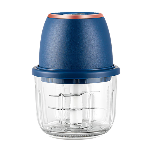 ZOZX garlic artifact electric garlic masher garlic masher garlic masher multifunctional meat grinder small garlic beater 350ml dark blue with gold glass 6-leaf knife