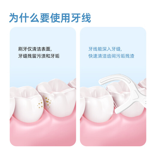 小鹿妈妈高顺滑家庭装牙线棒共300支剔牙签牙线棒 随身盒方便携带