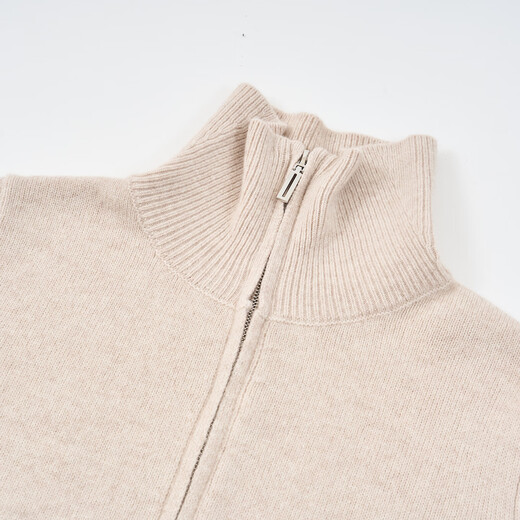 Golden Rabbit Lapel Zipper Sweater Jacket Women's 100 Pure Wool Sweater Women's Short Knitted Cardigan 2025 Autumn and Winter Fashion Outerwear Beige Thick 2XL Recommended 120-135Jin Jin equals 0.5 kg