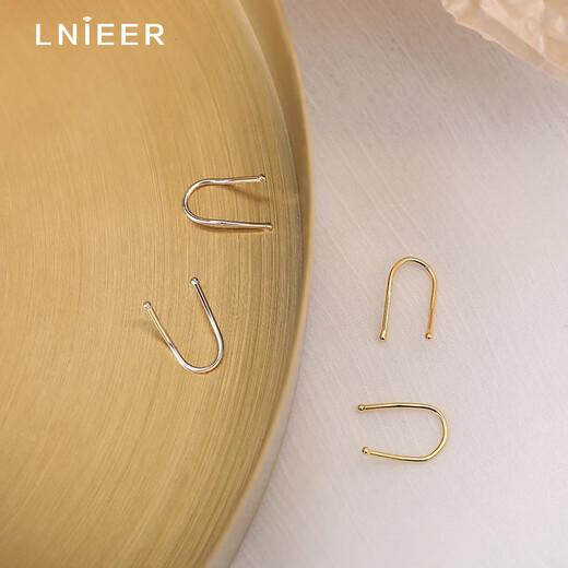 Lnieer999 Pure Silver Line Geometric Stud Earrings for Women 2025 New Style Earrings Earrings Niche Design Ear Bone Stud Earrings A Pair of Silver Line Earrings 999 Pure Silver