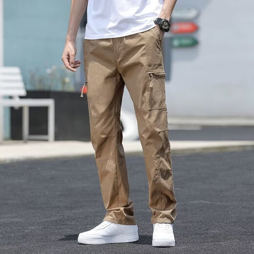工装裤男款夏季宽松直筒休闲裤户外运动职业工作服耐磨防风长裤子 灰色 XL 【115-130斤】