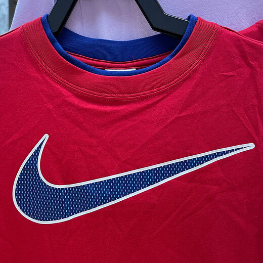 Nike (NIKE) short-sleeved women's clothing 2025 summer new fitness training sportswear half-sleeved round neck breathable casual short T-shirt pure cotton HF6291-687 fitness red XL