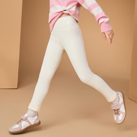 ASK JUNIOR children's clothing children's pants girls winter clothing plus velvet warm shark pants sherpa high elastic leggings off-white 140