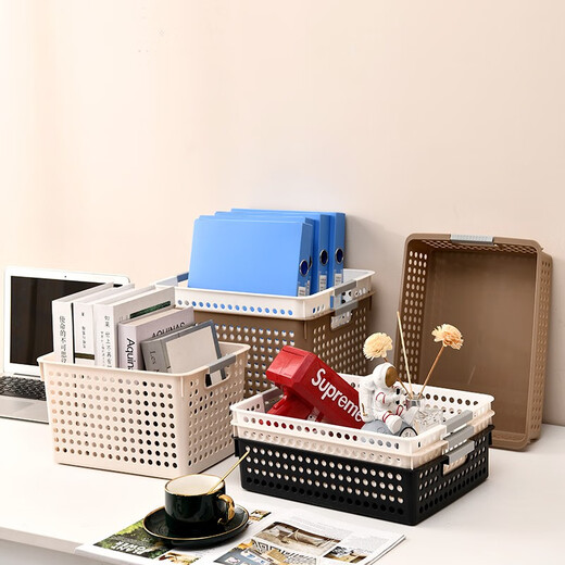 Chenzhi Shangpin plastic storage basket storage box sundry storage frame storage basket bath basket sundry basket kitchen black storage basket short medium black