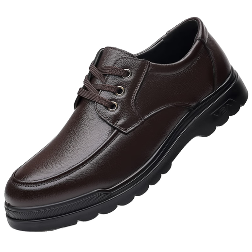 YRC Yierkang Men's Chaussures Spring and Automne Breathable Head Couche Cuir Cuir Chaussures Formal Business d'âge moyen et de papa âgée Chaussures de papa 6627 Four-Season Black 40