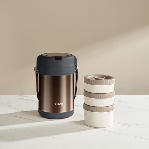 SUPOR Magic Vacuum Insulated Pot S 2.2L Streamer Black Insulated Lunch Box Student Lunch Box Student