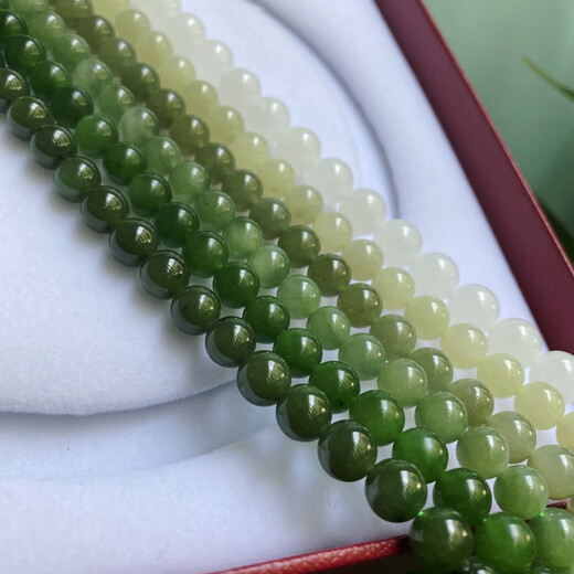 Feishengji Pangdonglai Calidad soleada Agua Hetiana Collar Jade Tianlran Hetian White Jade Lago Agua Verde Jade Beads Mom Festival Gradiente Sunny Water Abacus Beads 8 mm (1278)