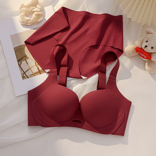 Adore Autumn and Summer Red Underwear for Women with Big Breasts and Smaller Wedding Bride Seamless Breast Reduction and Anti-Sagging Large Size Bra Red-Single Underwear 36/80D Top Support to Prevent Sagging