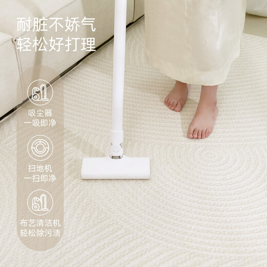 德伦卡芙（Derenkafu）品牌地毯客厅奶油风2024新款免洗可擦卧室房间床边毯家用沙发防水 素线15938 180cm*250cm 一擦即净