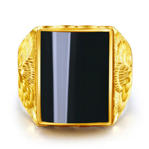 Fat Donglai's same style gold inlaid jade ring women's gold ring men's domineering ring 3D real ring emerald jade sand gold generous green gold ring