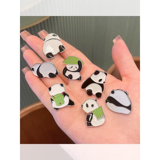 QUAMER Chinese style cute panda brooch cartoon pin male and female couple metal badge main picture super value 7-piece set