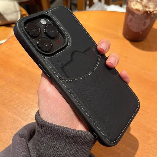 适用苹果15手机壳iPhone14牛皮13pro软12MINI卡包11promax防摔XR 【深咖】奢华皮质/自带卡包 iPhone 15