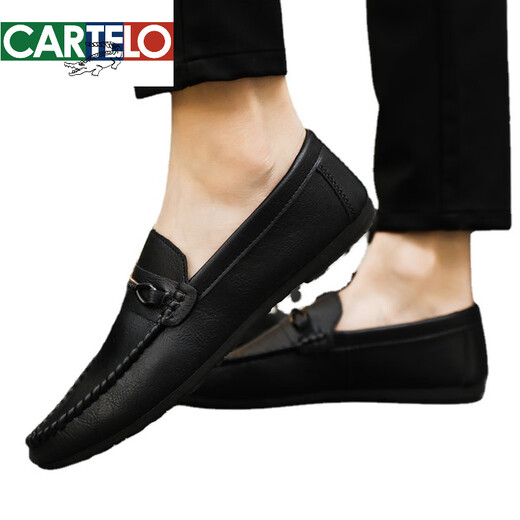 Katile Crocodile Sladers Herren koreanische Art atmungsbezogene Fahrschuhe Männer 2025 Sommer Neues lässige Lederschuhe Herren -Sorte Lazy Trendy Schuhe D831 Brown 42 Small