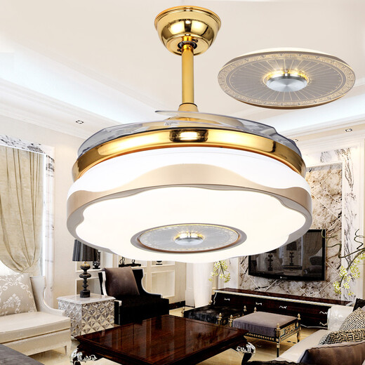 Des lumières de ventilateur invisibles Dengbao, des lumières de ventilateur électrique, du lustre à manger, du salon, de la salle à manger, de la chambre, de la maison de ventilateur moderne simple 9922 42 pouces + télécommande + 36 Changement de lumière en trois couleurs