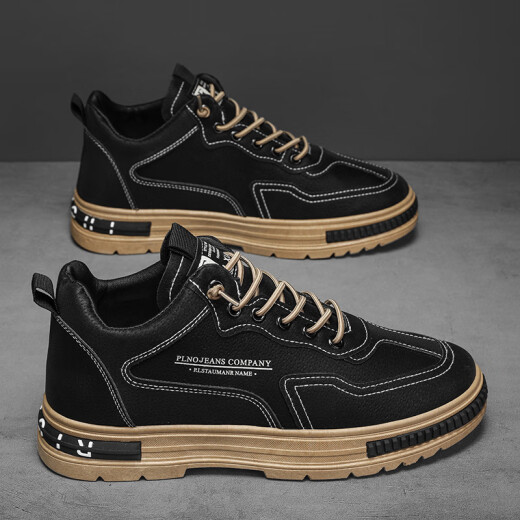 Vange men's labor protection shoes, versatile wear-resistant non-slip casual sneakers, kitchen work men's shoes 2024 spring fashion shoes W35 black 39