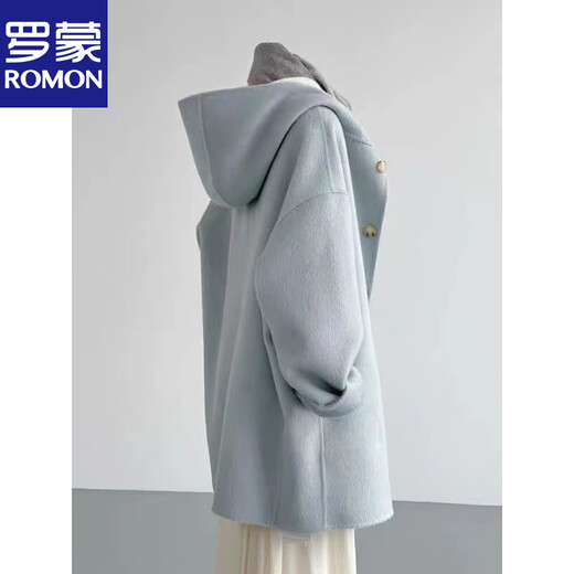 Romont large size 300Jin Jin is equal to 0.5kg Hepburn style woolen coat for men and women winter high-end foreign style mid-length hooded woolen coat 2 picture color XL