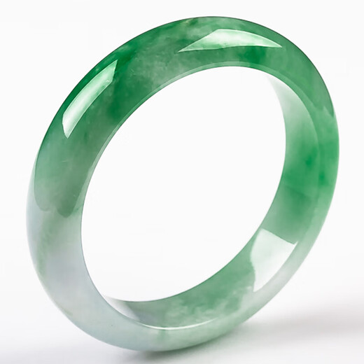 Private oil green half mountain and half water jadeite bracelet for women Burmese ice waxy jadeite (processed) jade bracelet as a gift for mother. The inner diameter of the bracelet is 54-55mm.