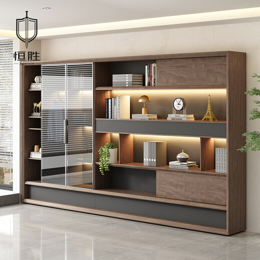 Hengsheng high-end boss desk desk president executive desk high-end light luxury atmosphere chairman office desk and chair combination 2.8m boss desk double cabinet + 3.0m filing cabinet