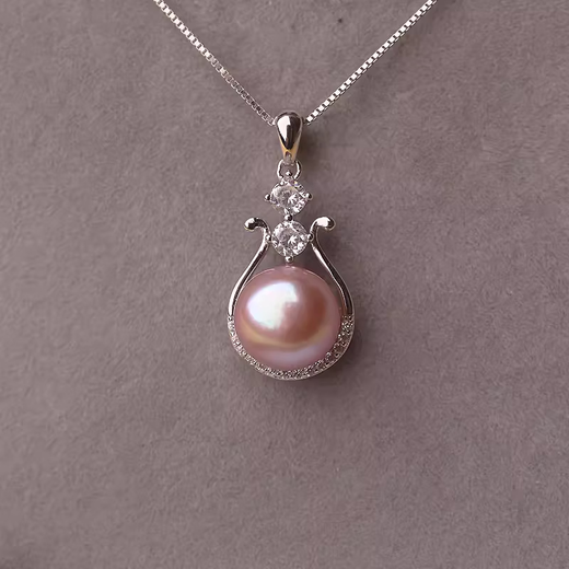 Freshwater Pearl Pendant Single 910mm Pearl Necklace S925 All-over Silver 910mm White Single Pendant without Chain Silver Drag