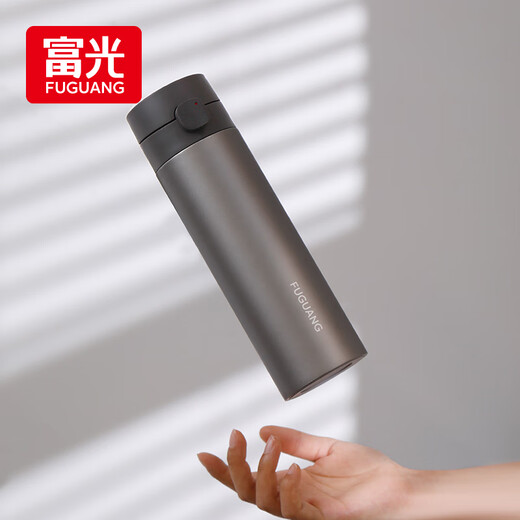 Fuguang titanium cup thermos cup for boys and girls large capacity water cup car portable office accompanying tea and water separation tea cup simple white titanium liner + titanium filter 460ml