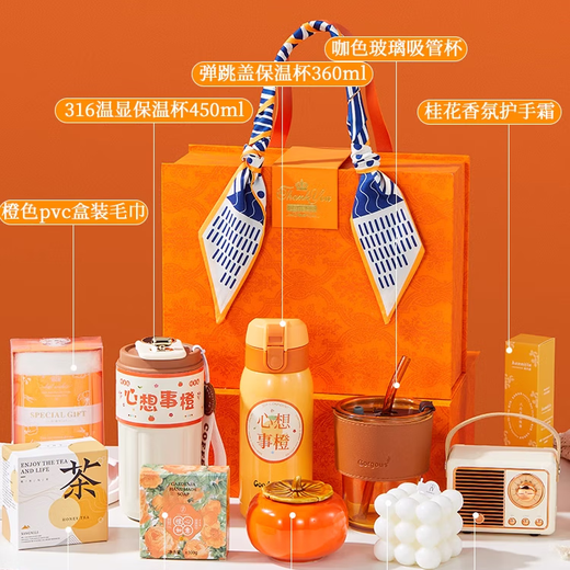 奢香格格伴手礼年会礼品奖品实用新年礼物商务公司团建定制活动员工礼品 心想事橙套餐一 450ml