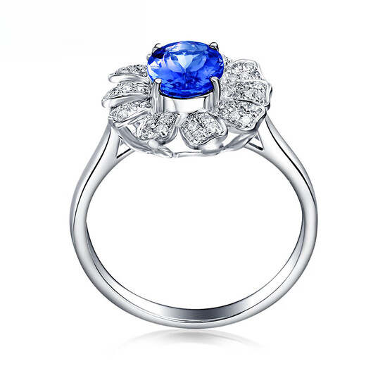 COASZE 1.3 carat natural tanzanite ring for women 18K gold inlaid with sapphire. Chinese Valentine's Day gift for girlfriend. 1.3 carat 4A grade tanzanite ring (note bracelet)
