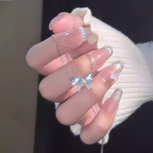 曲邦项链女蝴蝶项链生日礼物女生送女友闺蜜高级感锁骨链饰品吊坠 猫眼蝴蝶结钛钢项链